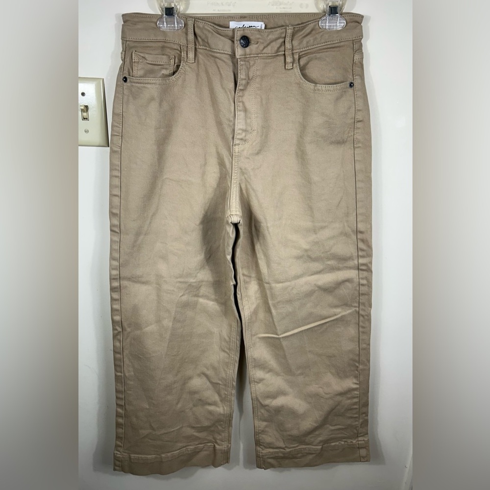 Carley Jean LA MER Jeans Women’s 9 Khaki Modal Blend Wide Leg Hi-Rise BOHO Punk
